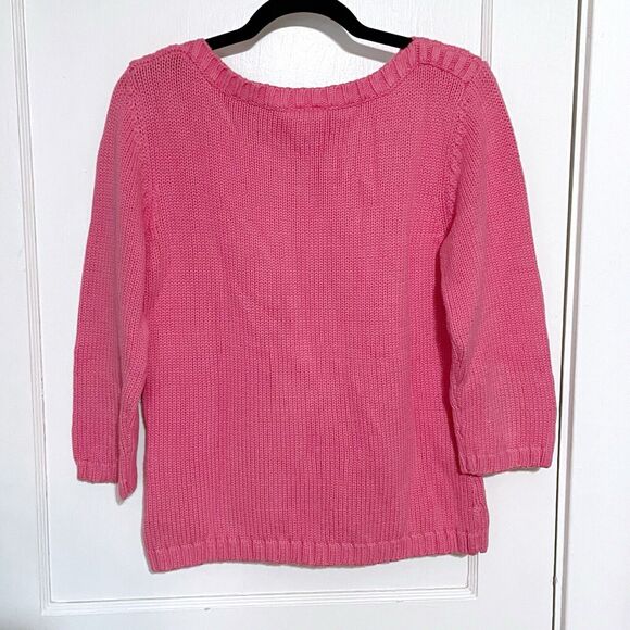 Lilly Pulitzer Vintage Sweater Women’s Large Pink Pineapple Knit 3/4 Sleeve - Picture 5 of 5